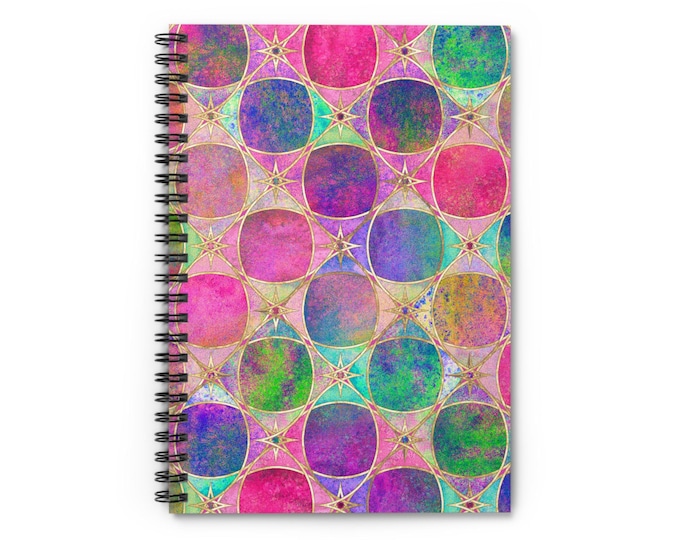 Holographic Spiral Notebook: Psychedelic Journal - Ruled Pages