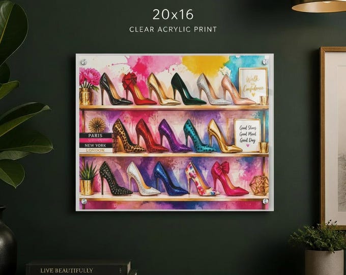 Kiss My Stilettos Acrylic Print | Punchy High Heel Wall Accent