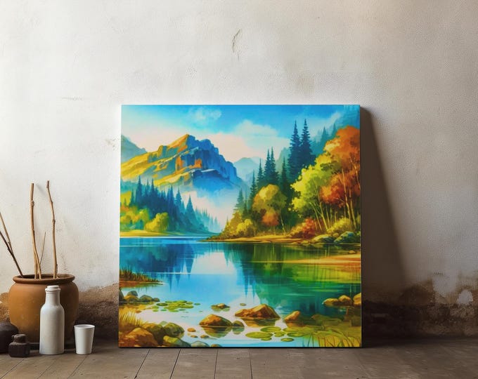 Nature's Grace Matte Canvas, Home Office Accent, Picturesque Forest Decor, Elegant Canvas