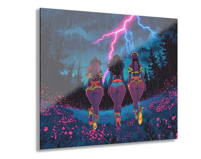 Neon Valkyries Acrylic Print | French Cleat Wall Art