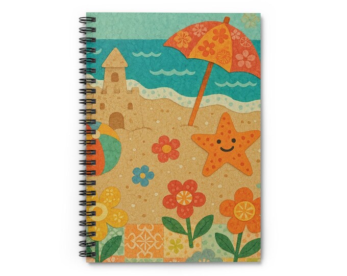 Smiling Starfish Beach Scene Spiral Notebook | Ruled Lines