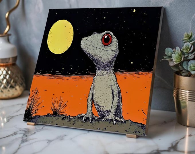 Wide-Eyed Gecko Nightscape Acrylic Print | French Cleat Hanging