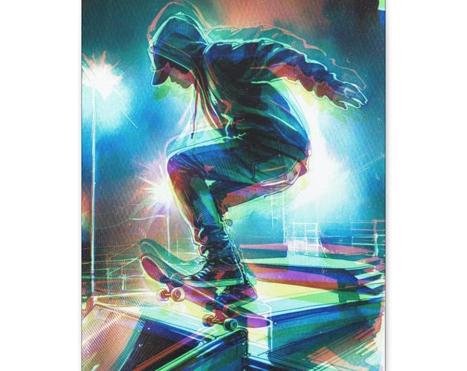 Skateboard Canvas Wall Art: Urban Home Decor, Gift for Skaters (16x20 Canvas Only)