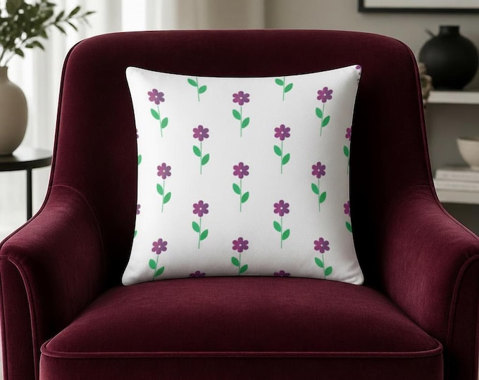 Floral Purple Spun Polyester Pillow: Spring Home Decor