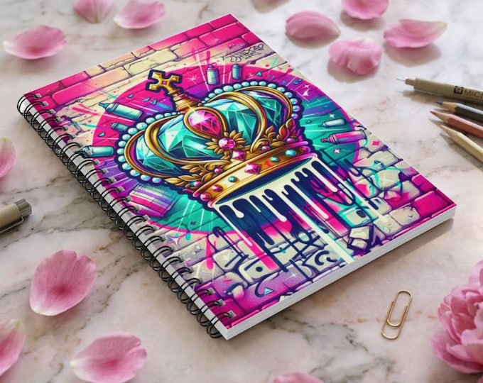 Royal Crown Spiral Notebook: Artistic Graffiti Design, Ruled Pages