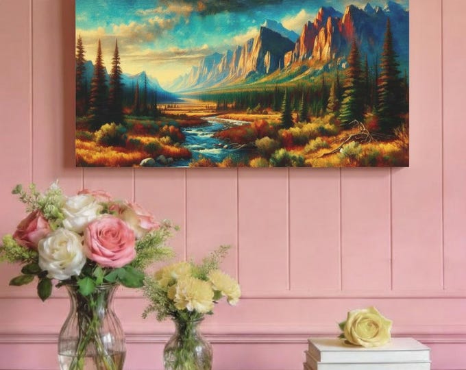 Solitude Canyon Canvas Wall Art: Rustic Home Decor (30x15)
