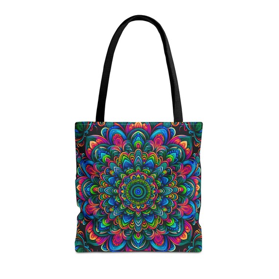 Mandala Bloom Tote Bag: Vibrant Reusable Canvas Shopping Bag