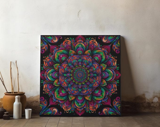 Mandala Canvas Wall Art: Psychedelic Zen Meditation Artwork