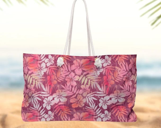 Sunset Florale Weekender Bag | Pink Floral Beach Tote