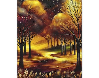 Autumn Landscape Canvas Wall Art: Cozy Fall Home Decor (16x20)