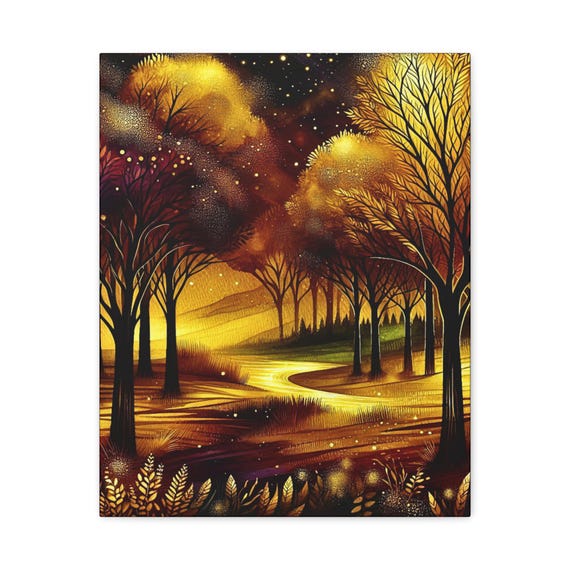 Autumn Landscape Canvas Wall Art: Cozy Fall Home Decor (16x20)