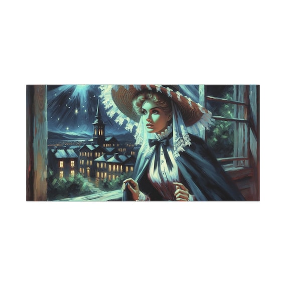 Sister Poppins Canvas Wall Art: Retro Oil Painting Style (30x15)
