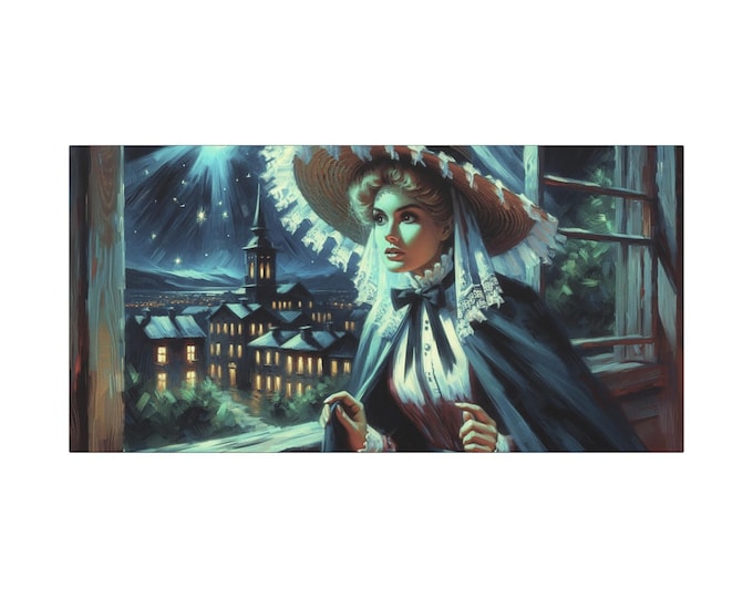 Sister Poppins Canvas Wall Art: Retro Oil Painting Style (30x15)