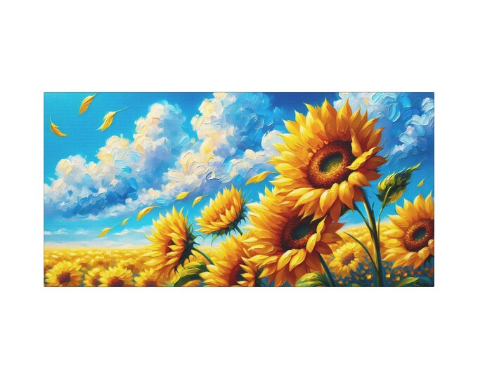 Sunny Sunflower Canvas Wall Art: Nature-Inspired Home Decor (30x15 Canvas Only)