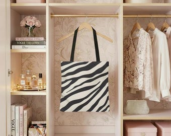Zebra Stripes Tote Bag | Animal Print, Black and Cream