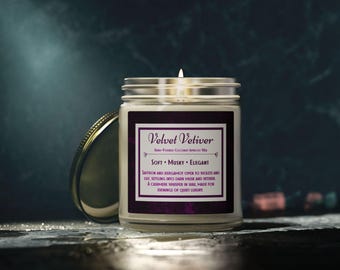 Velvet Vetiver Hand Poured Coconut Apricot Wax Candle Jar | 4oz & 9oz Cashmere Scent