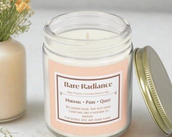 Bare Radiance Hand Poured Coconut Apricot Wax Candle Jar | 4oz & 9oz | Unscented
