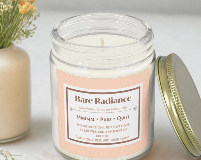 Bare Radiance Hand Poured Coconut Apricot Wax Candle Jar | 4oz & 9oz | Unscented