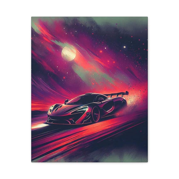 Vibrant Car Art Canvas: Racing Enthusiast Decor (16x20)