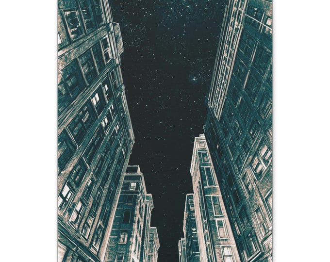 City Skyline Night Sky Matte Canvas | Stretched Wall Art