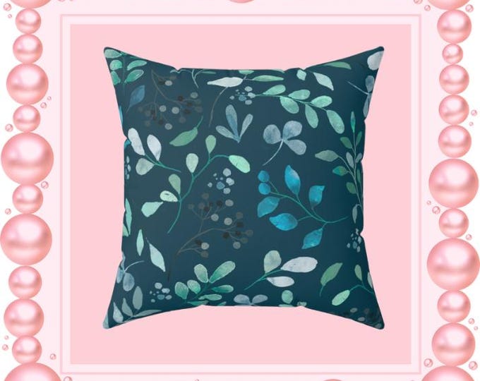 Prussian Vines Pillow: Botanical Home Decor Accent - 16x16 Square
