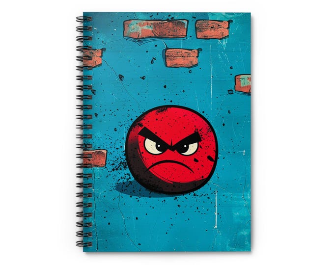 Angry Red Ball Notebook | Spiral Ruled Journal, Graffiti Brick Background