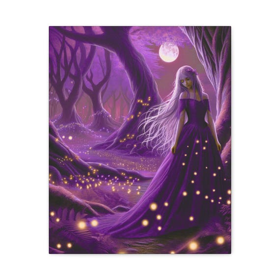 Amethyst Forest Canvas Wall Art: Enchanting Fantasy Landscape, 16x20