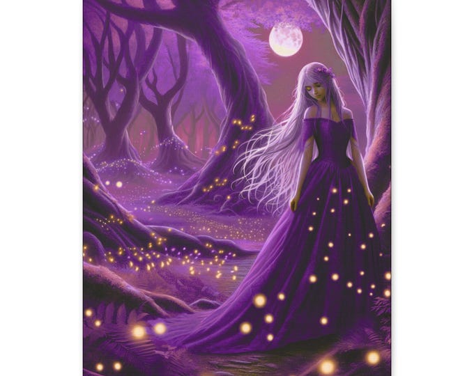 Amethyst Forest Canvas Wall Art: Enchanting Fantasy Landscape, 16x20