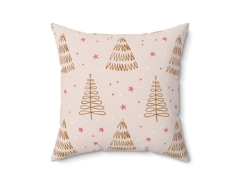 Christmas Tree Pillow: Spun Polyester Holiday Cushion (16x16)
