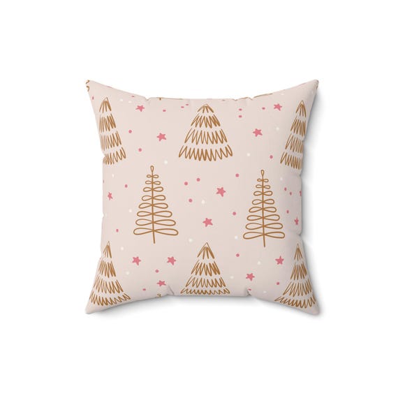 Christmas Tree Pillow: Spun Polyester Holiday Cushion (16x16)