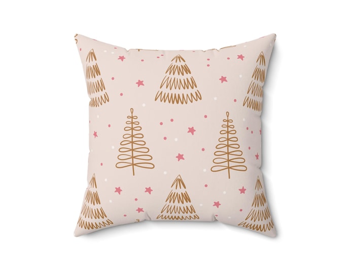 Christmas Tree Pillow: Spun Polyester Holiday Cushion (16x16)