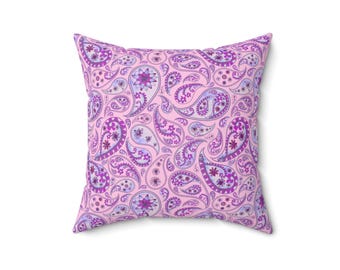 Purple Paisley Pattern Pillow | Spun Polyester Square Pillow