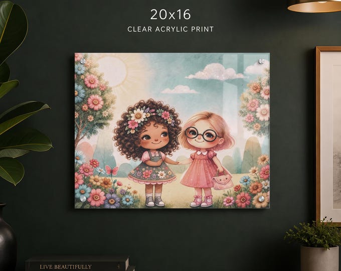 Tiny Adventures Acrylic Print | Adorable Toddler Duo Artwork with French Cleat Hanging