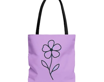 Lilac Floral Tote Bag: Durable Polyester Handbag for Everyday Use