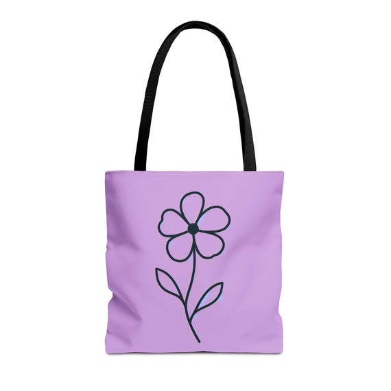 Lilac Floral Tote Bag: Durable Polyester Handbag for Everyday Use
