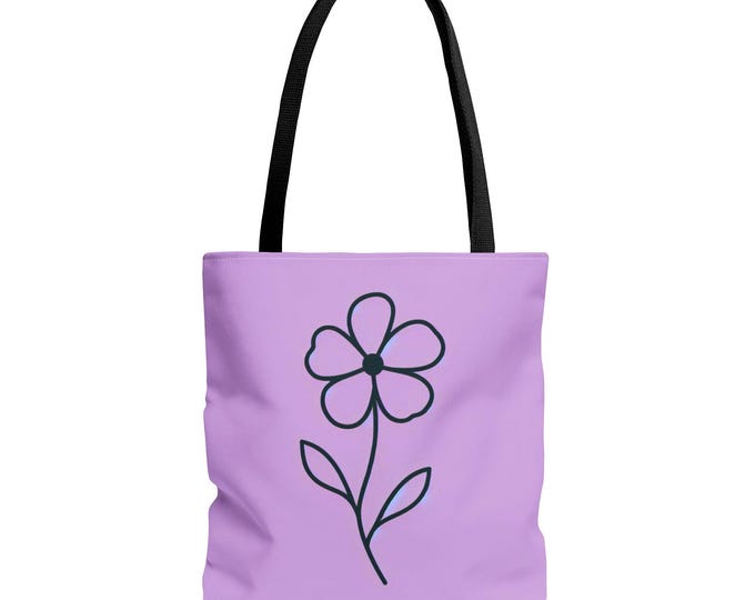 Lilac Floral Tote Bag: Durable Polyester Handbag for Everyday Use