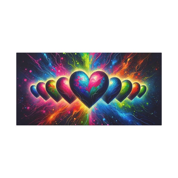 Heart Canvas Wall Art: Vibrant LGBTQ+ Home Decor (30x15 Canvas Only