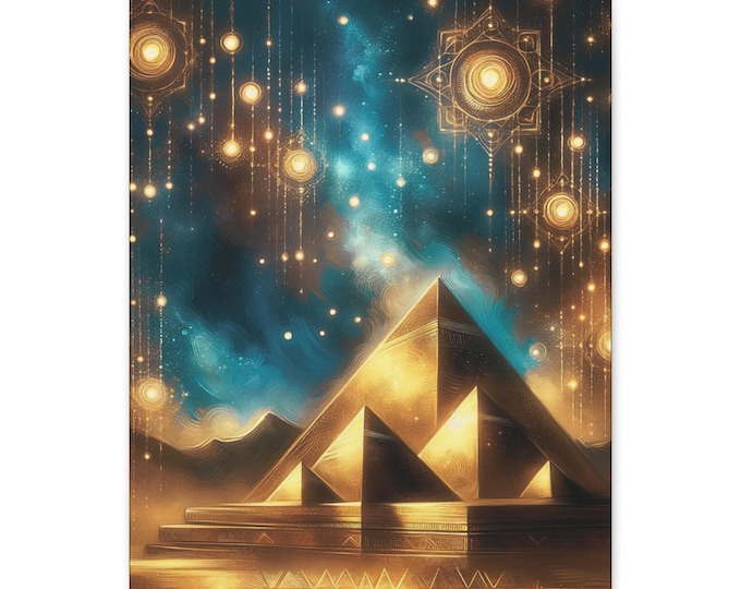 Celestial Pyramid Canvas Art: Cosmic Mystical Home Decor (16x20)