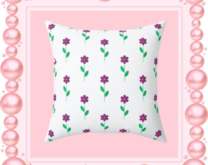 Floral Purple Spun Polyester Pillow: Spring Home Decor