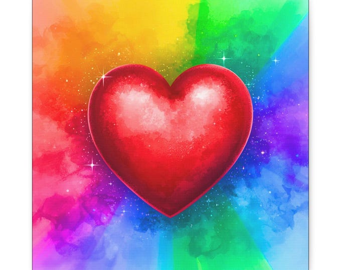 Colorful Hearts Canvas Wall Art: Vibrant Home Decor, Valentine's Gift
