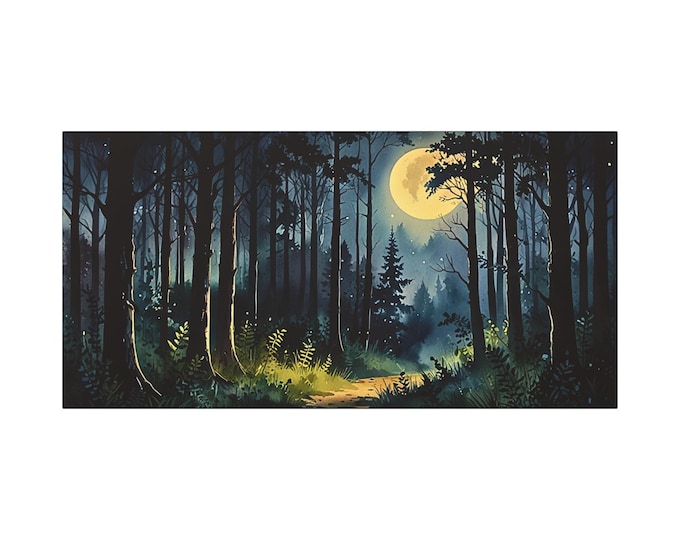 Moonlit Forest Canvas | Matte Stretched Canvas Wall Art