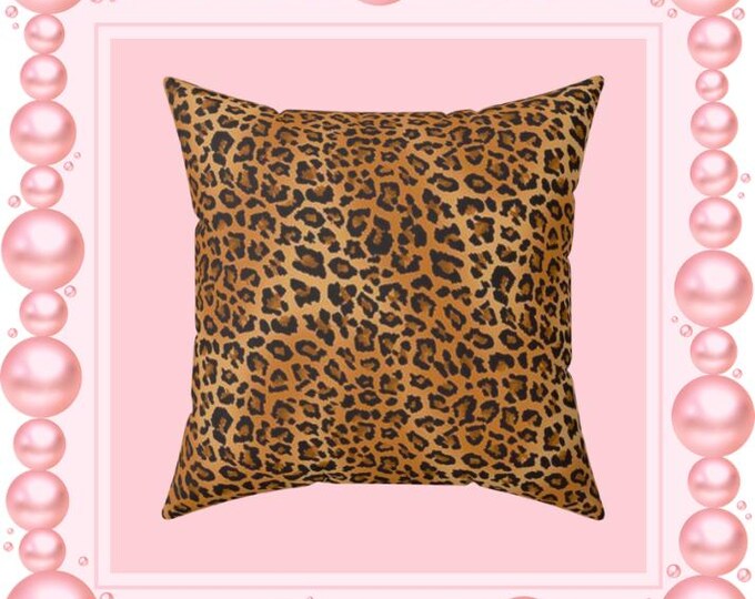 Leopard Throw Pillow: Spun Polyester Accent Cushion, 16x16