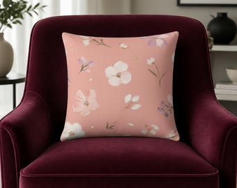 Wildflower Floral Throw Pillow: Spun Polyester Accent Cushion