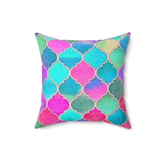 Moroccan Geometric Pillow: Bohemian Home Decor Accent Pillow