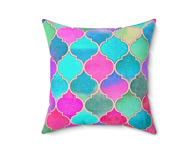 Moroccan Geometric Pillow: Bohemian Home Decor Accent Pillow