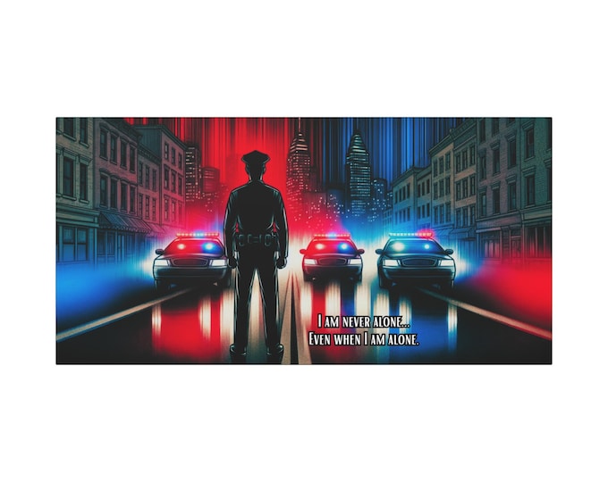 Featured listing image: Blue Brotherhood Canvas: Law Enforcement Tribute, Inspirational Home Decor (30x15)