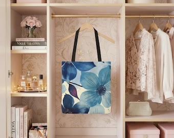 Blue Watercolor Floral Tote Bag | Everyday Accessories