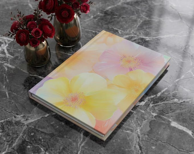 Pastel Floral Watercolor Hardcover Journal | Soft Spring Flowers Notebook