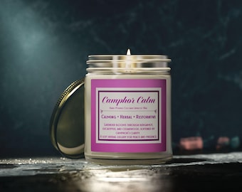Camphor Calm Hand Poured Coconut Apricot Wax Candle Jar | 4oz & 9oz | Lavender Scent