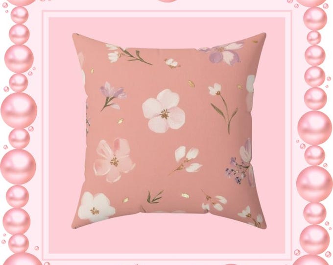 Wildflower Floral Throw Pillow: Spun Polyester Accent Cushion